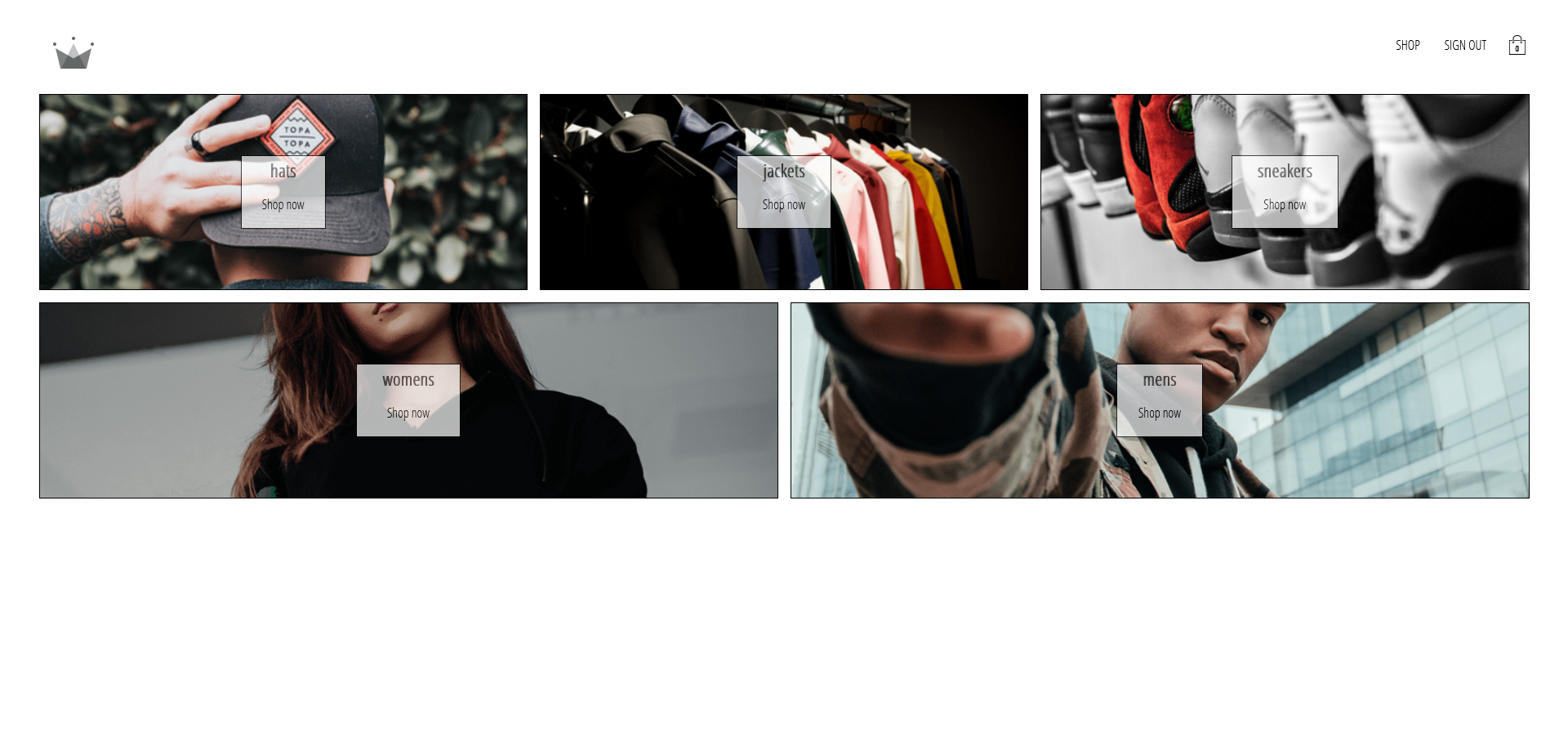 A screenshot of CRWN Clothing e-commerce store project