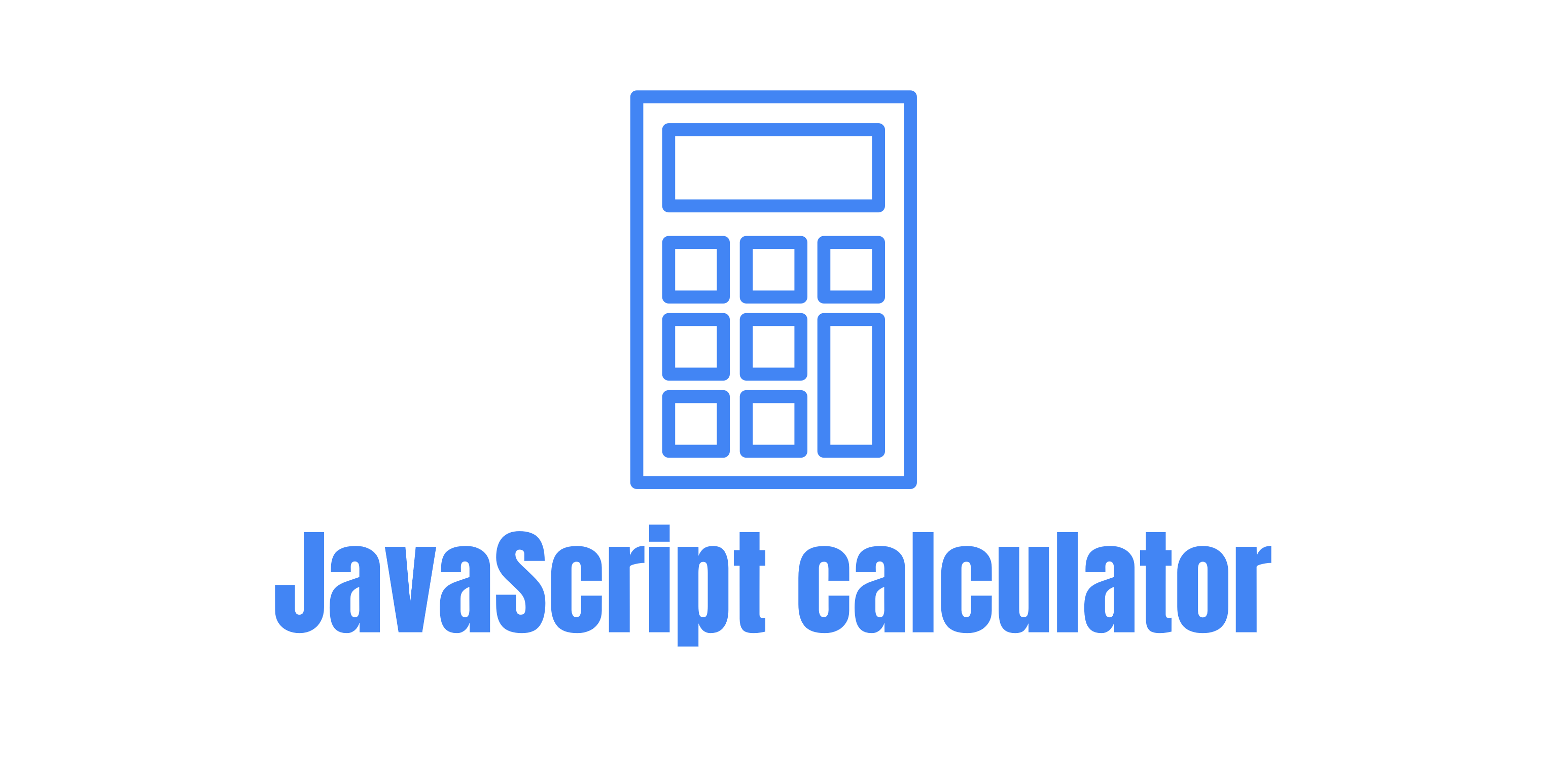 Logo with a simple calculator and below it reads JavaScript calculator